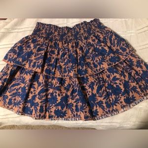 Pink and Blue Floral Skirt with Layers